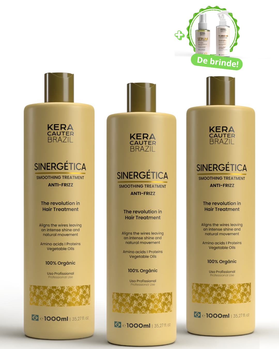 Kit 3 Progressiva 100% Sem Formol + BRINDE (SÉRUM E FLUIDO 4D)